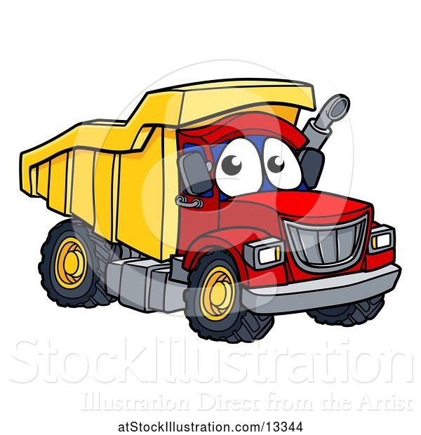 Vector Illustration of Dump Truck Mascot Character