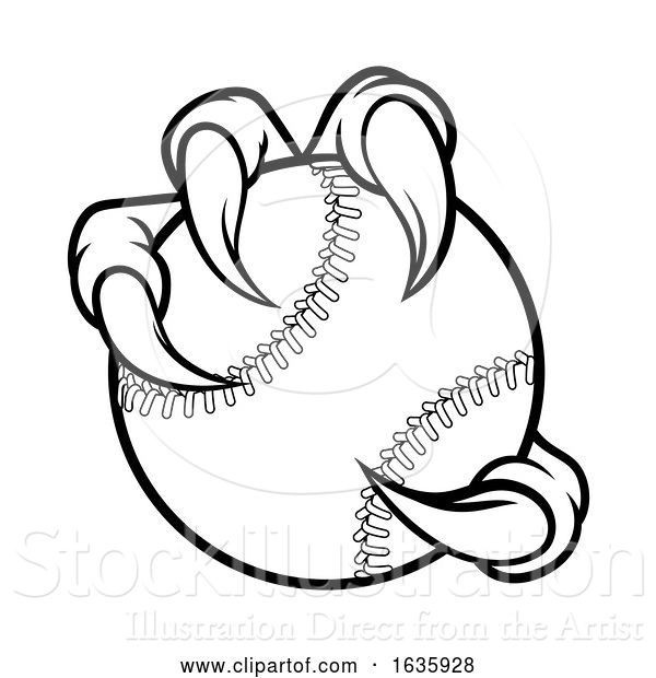 Vector Illustration of Eagle Bird Monster Claw Holding Baseball Ball