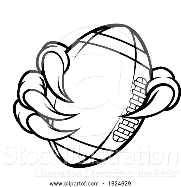 Vector Illustration of Eagle Bird Monster Claw Holding Football Ball