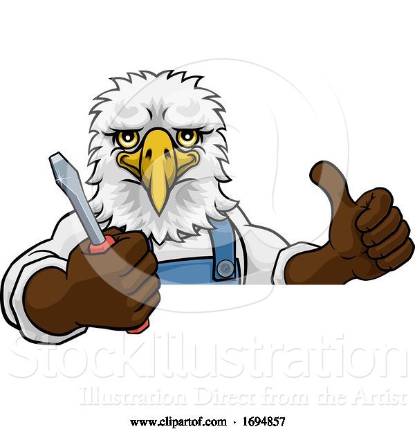 Vector Illustration of Eagle Electrician Handyman Holding Screwdriver