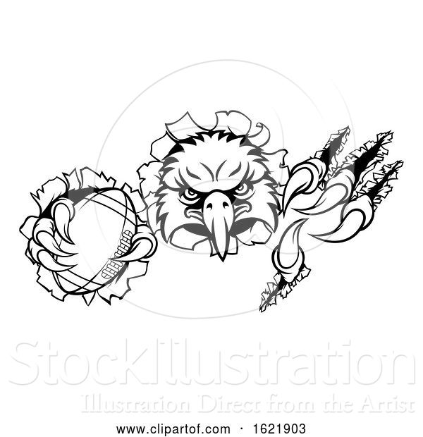 Vector Illustration of Eagle Football Mascot Ripping Background