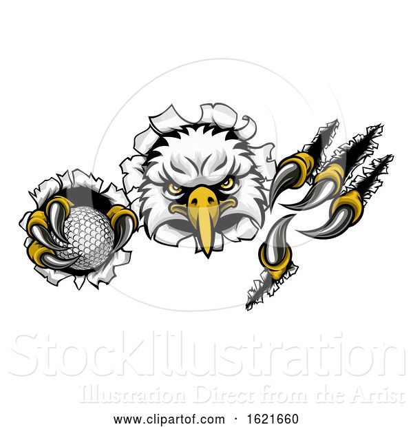 Vector Illustration of Eagle Golf Mascot Ripping Background