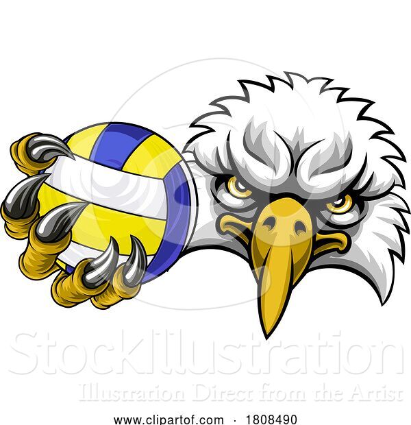 Vector Illustration of Eagle Hawk Bird Volleyball Volley Ball Mascot
