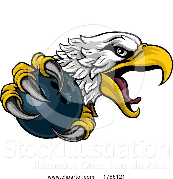 Vector Illustration of Eagle Hawk Bowling Ball Sport Team Mascot