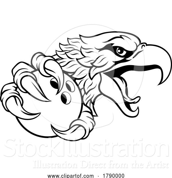 Vector Illustration of Eagle Hawk Bowling Ball Sport Team Mascot