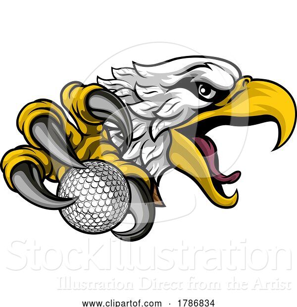 Vector Illustration of Eagle Hawk Golf Ball Sports Team Mascot