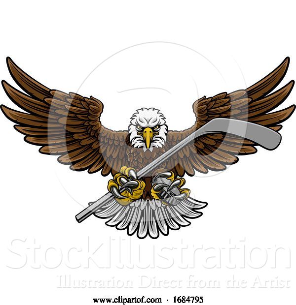 Vector Illustration of Eagle Ice Hockey Player Animal Sports Mascot