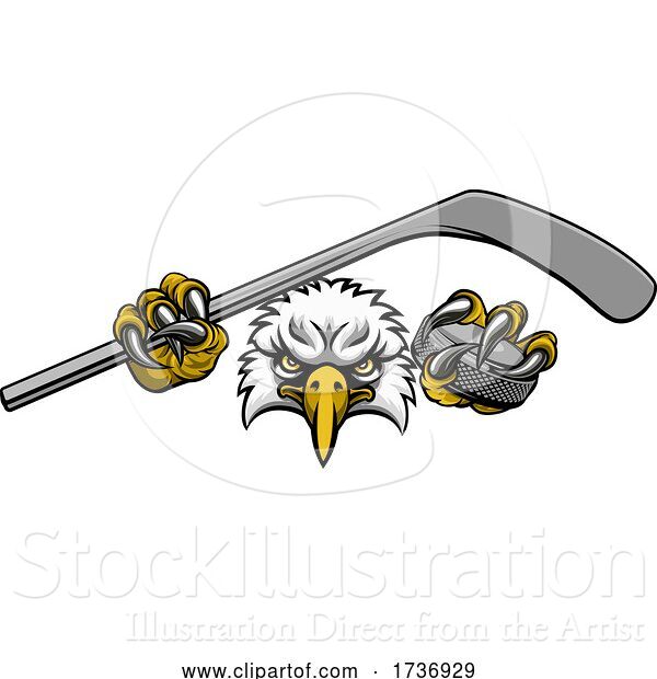 Vector Illustration of Eagle Ice Hockey Player Animal Sports Mascot
