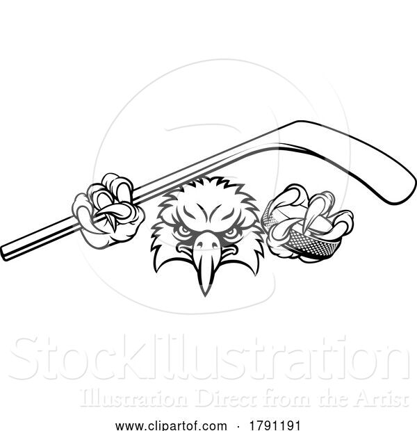 Vector Illustration of Eagle Ice Hockey Player Animal Sports Mascot