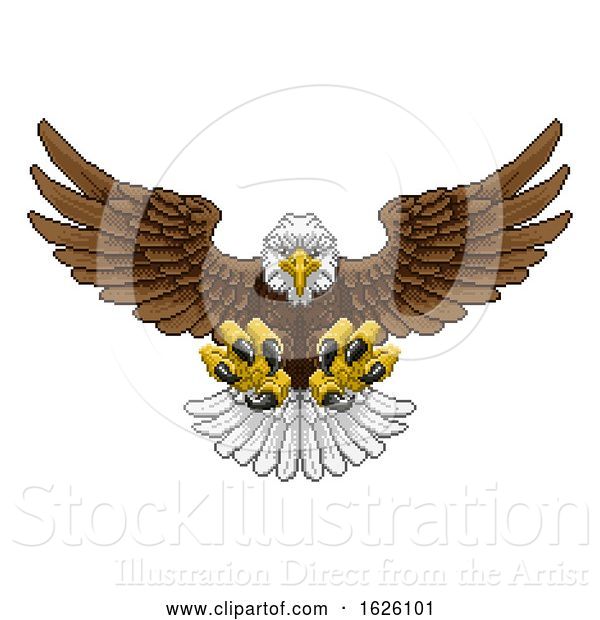 Vector Illustration of Eagle Pixel Art Arcade Game Mascot