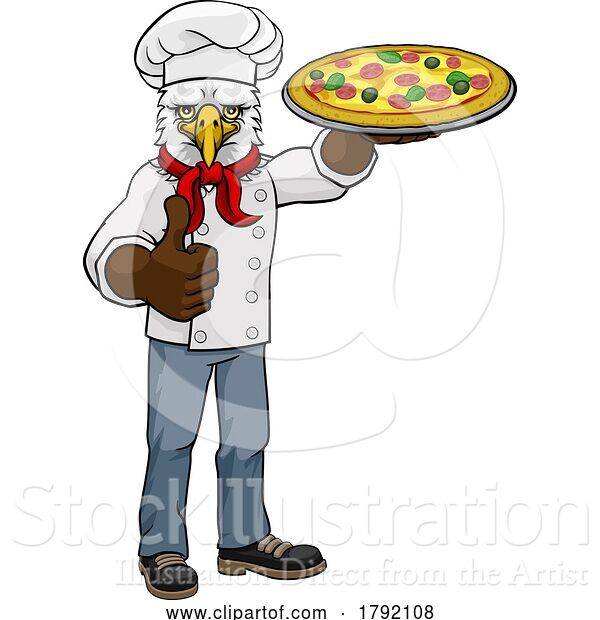 Vector Illustration of Eagle Pizza Chef Restaurant Mascot