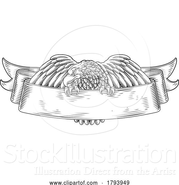 Vector Illustration of Eagle Scroll Symbol Crest Banner Parchment Design