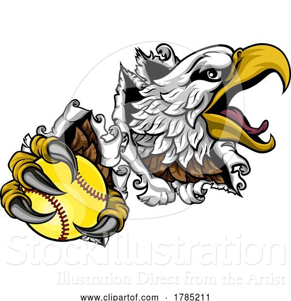 Vector Illustration of Eagle Softball Animal Sports Team Mascot