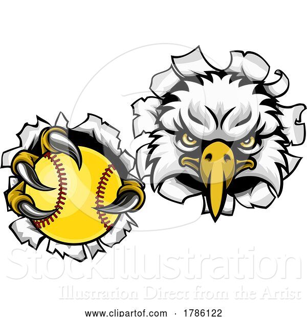 Vector Illustration of Eagle Softball Animal Sports Team Mascot