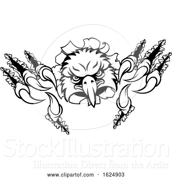 Vector Illustration of Eagle Sports Mascot Ripping Background