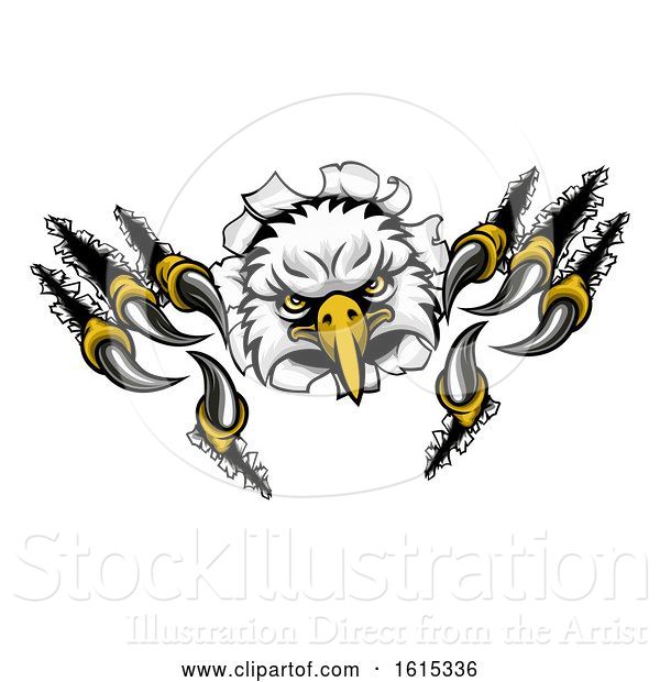 Vector Illustration of Eagle Sports Mascot Tearing Background