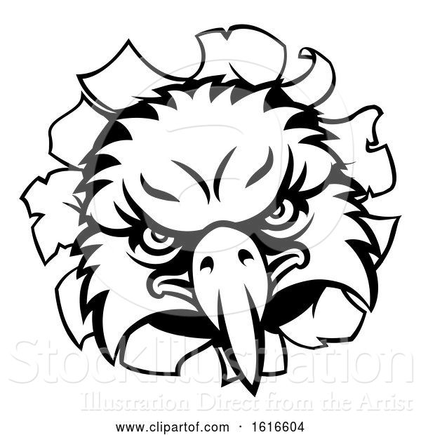 Vector Illustration of Eagle Sports Mascot Tearing Background