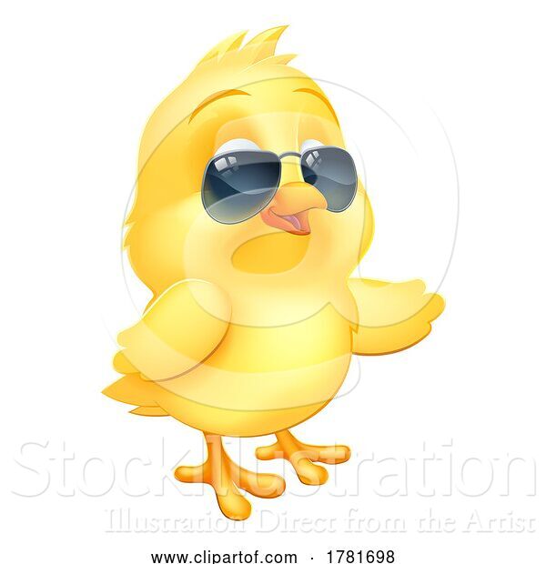 Vector Illustration of Easter Baby Chick Chicken Bird Sunglasses Pointing