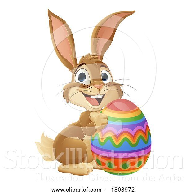 Vector Illustration of Easter Bunny and Chocolate Egg Rabbit