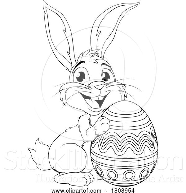 Vector Illustration of Easter Bunny and Chocolate Egg Rabbit