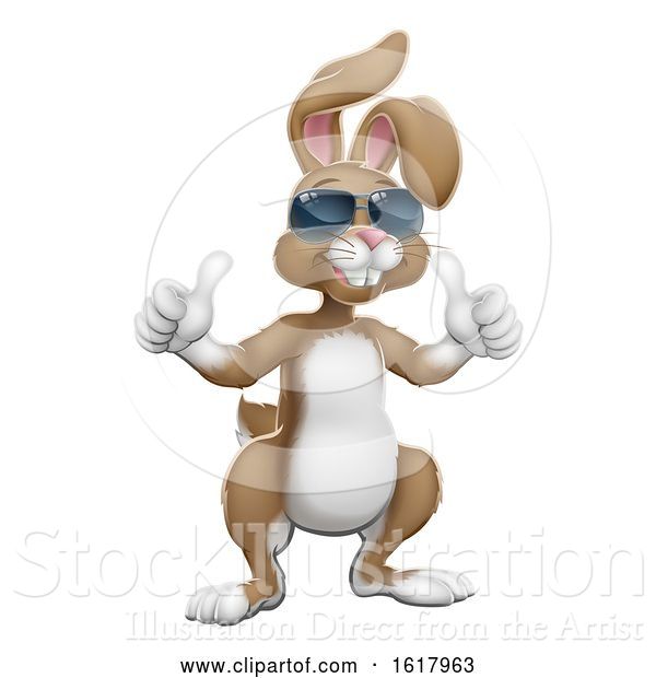 Vector Illustration of Easter Bunny Cool Rabbit Giving Thumbs up