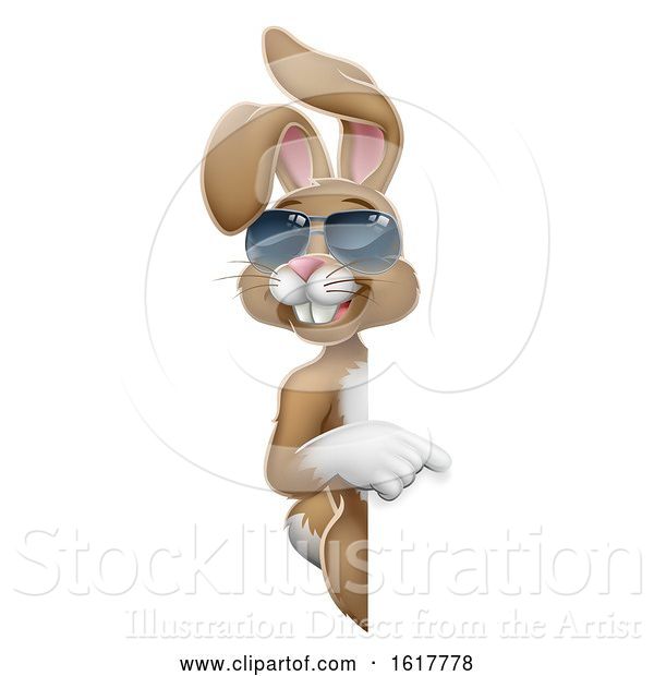 Vector Illustration of Easter Bunny Cool Rabbit Pointing