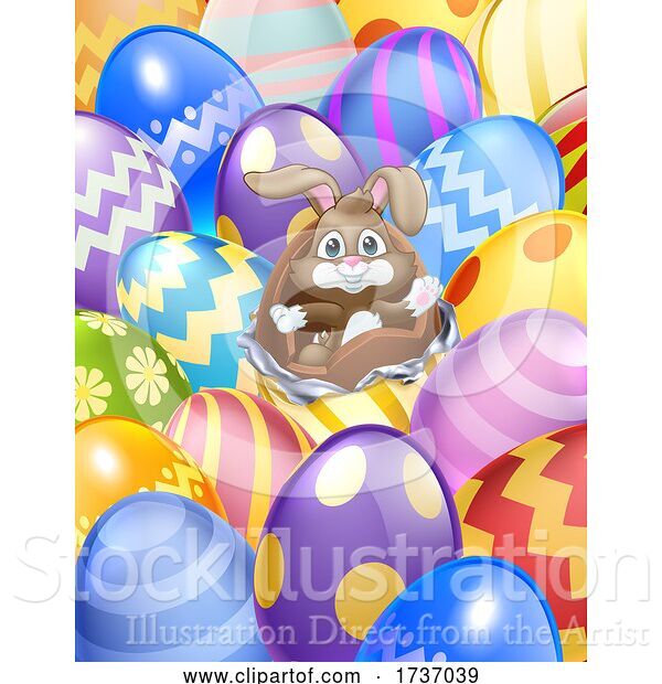 Vector Illustration of Easter Bunny Eggs Background