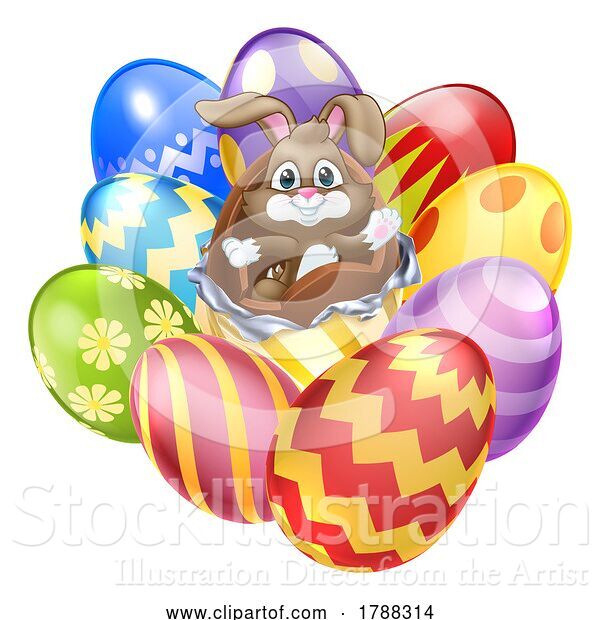 Vector Illustration of Easter Bunny Giant Chocolate Easter Eggs