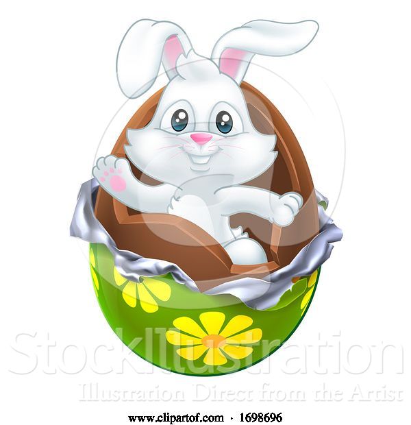 Vector Illustration of Easter Bunny Rabbit Breaking out of Chocolate Egg