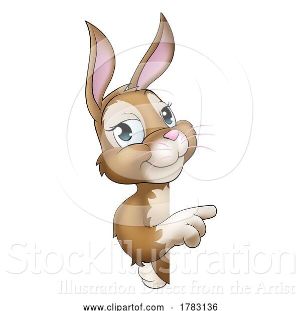 Vector Illustration of Easter Bunny Rabbit Character Peeking Sign