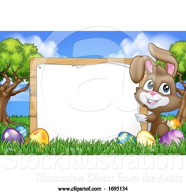 Vector Illustration of Easter Bunny Rabbit Eggs Sign Background