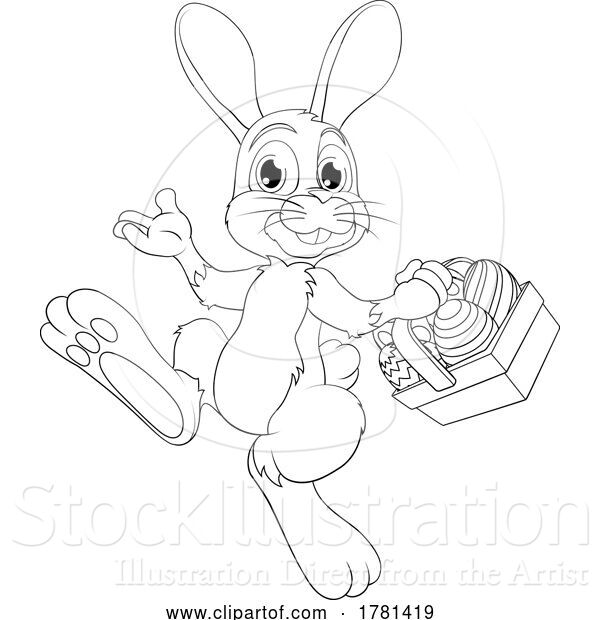 Vector Illustration of Easter Bunny Rabbit with Easter Egg Basket