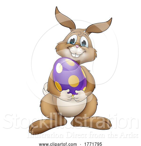Vector Illustration of Easter Bunny Rabbit with Giant Egg