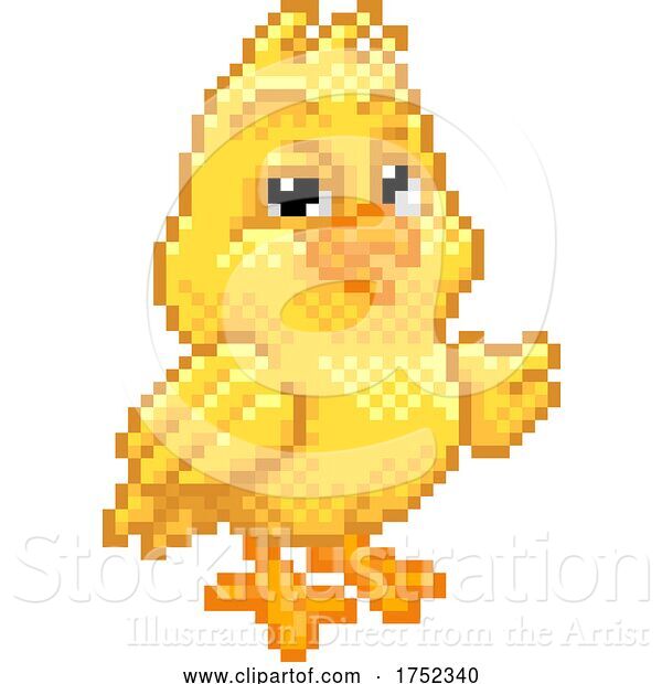 Vector Illustration of Easter Chick Chicken Pixel Art Video Game