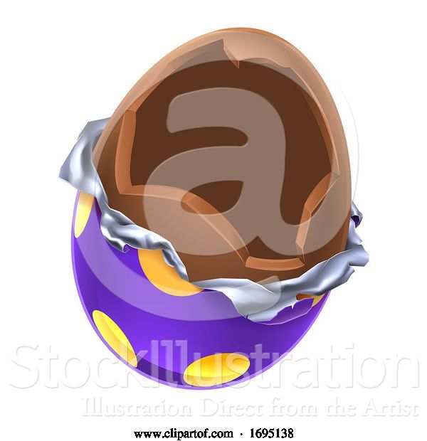 Vector Illustration of Easter Egg Chocolate Broken Open