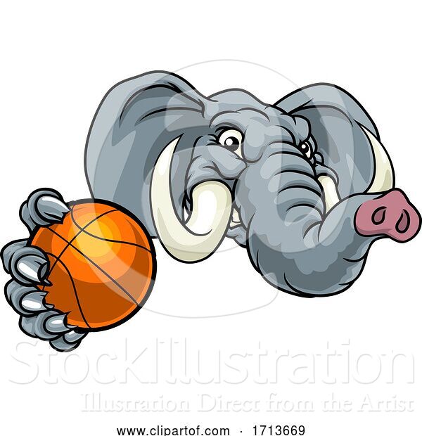 Vector Illustration of Elephant Basketball Ball Sports Animal Mascot