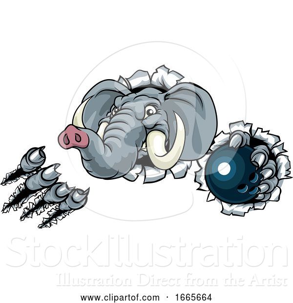 Vector Illustration of Elephant Bowling Ball Sports Animal Mascot
