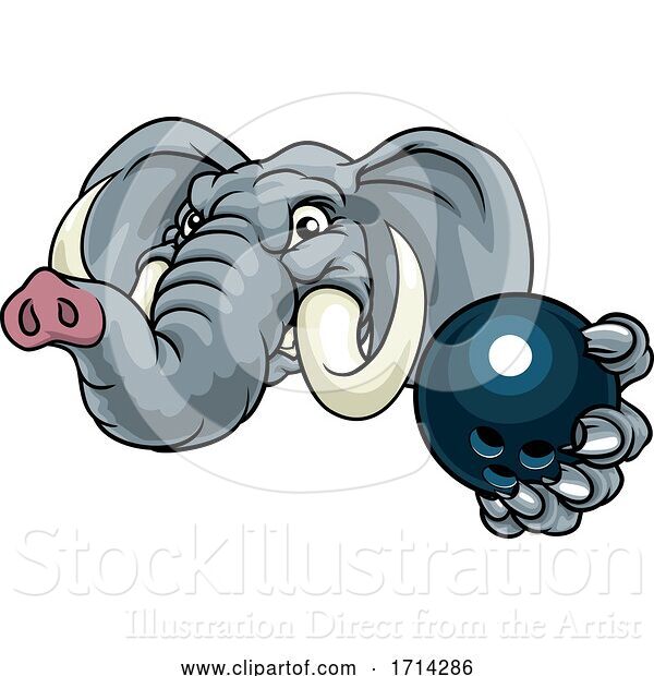 Vector Illustration of Elephant Bowling Ball Sports Animal Mascot