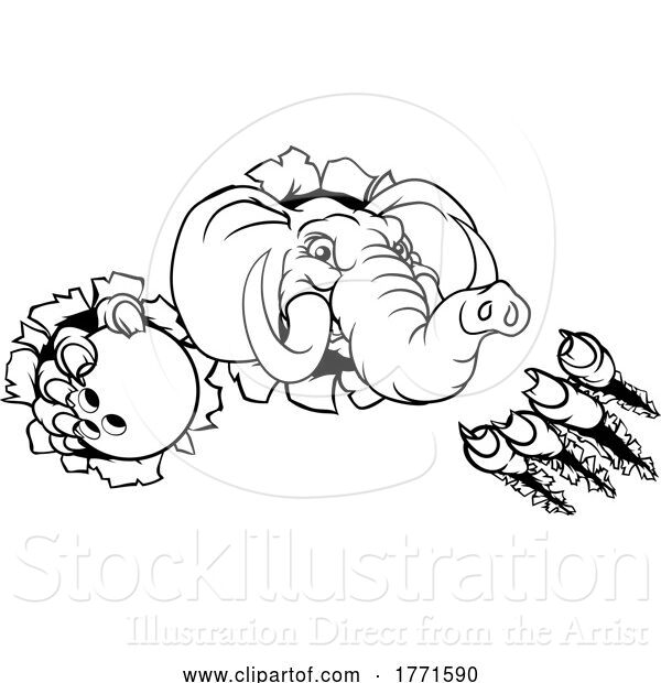 Vector Illustration of Elephant Bowling Ball Sports Animal Mascot