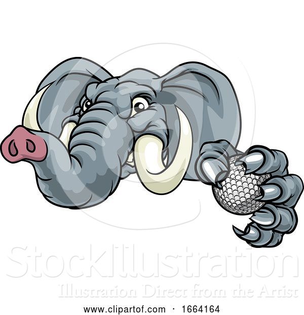 Vector Illustration of Elephant Golf Ball Sports Animal Mascot