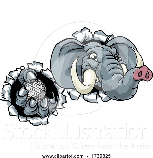 Vector Illustration of Elephant Golf Ball Sports Animal Mascot