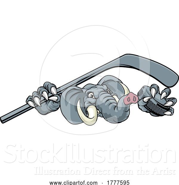 Vector Illustration of Elephant Ice Hockey Player Animal Sports Mascot