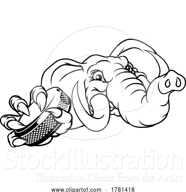 Vector Illustration of Elephant Ice Hockey Player Animal Sports Mascot