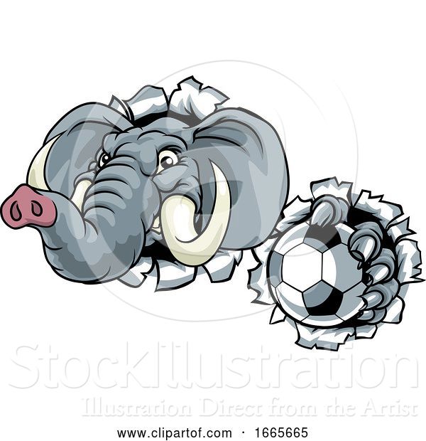 Vector Illustration of Elephant Soccer Football Ball Sports Mascot