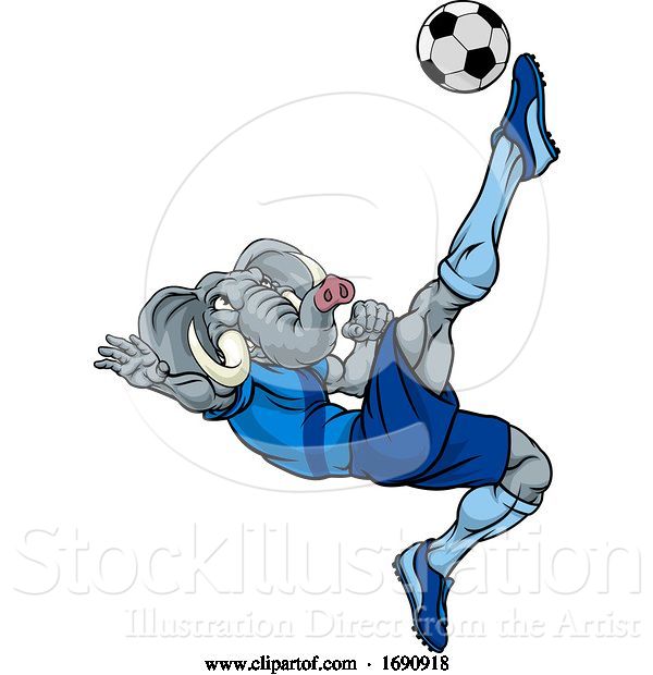Vector Illustration of Elephant Soccer Football Player Sports Mascot