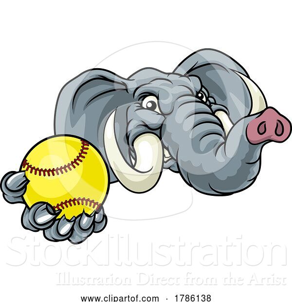 Vector Illustration of Elephant Softball Animal Sports Team Mascot
