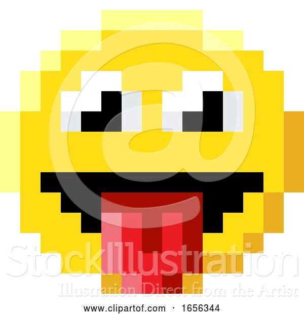 Vector Illustration of Emoticon Face Pixel Art 8 Bit Video Game Icon