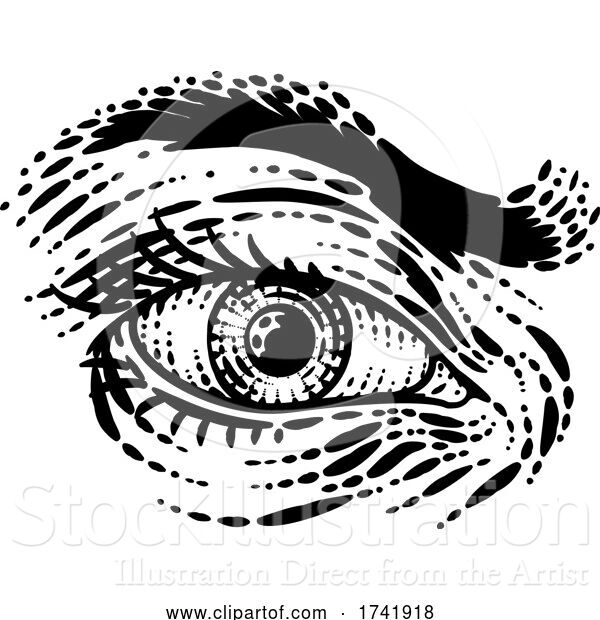 Vector Illustration of Eye Vintage Woodcut Engraved Drawing