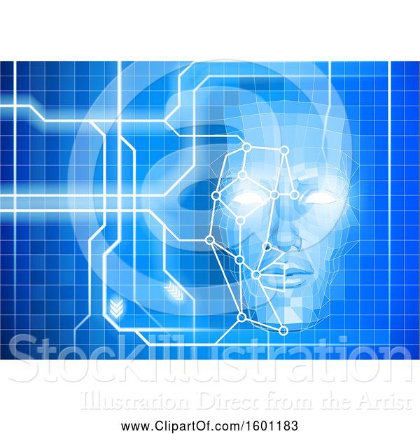 Vector Illustration of Face and Recognition Scanner