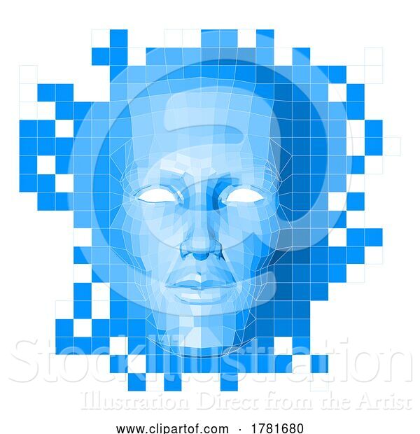 Vector Illustration of Face Wireframe 3D Technology Concept